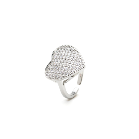 INELE - Inel Reglabil Argintiu Heart of Sparkles