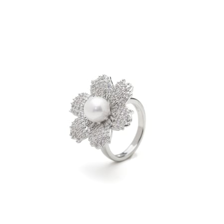 INELE - Inel Reglabil Argintiu Pearl Flower