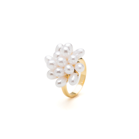 INELE - Inel Reglabil Auriu Flower Of Pearls