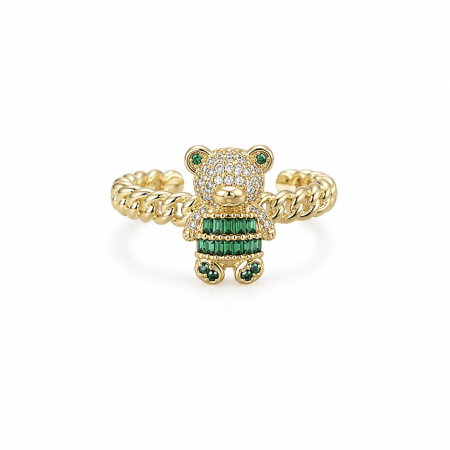TOATE PRODUSELE - Inel Reglabil Strălucitor Green Teddy Bear