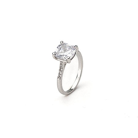 REDUCERI - Inel Solitaire Placat Cu Aur Alb