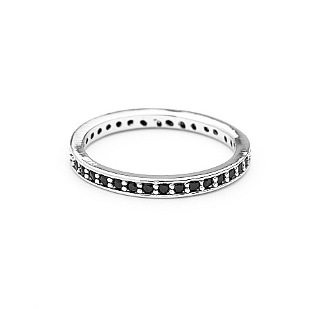Inel Tennis Din Argint 925 Cu Cristale Negre [2]