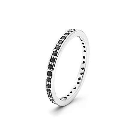 REDUCERI - Inel Tennis Din Argint 925 Cu Cristale Negre