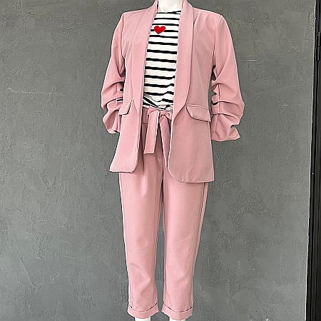 Pantaloni Roz Prăfuit Cu Fundă [4]