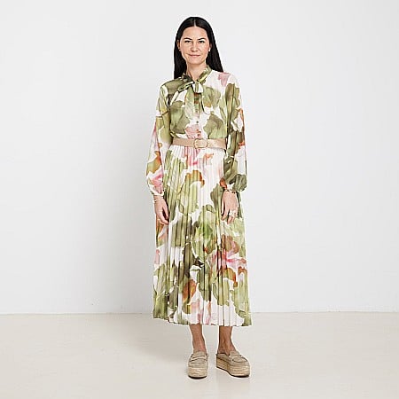 OUTLET - Rochie Plisată Cu Imprimeu Floral
