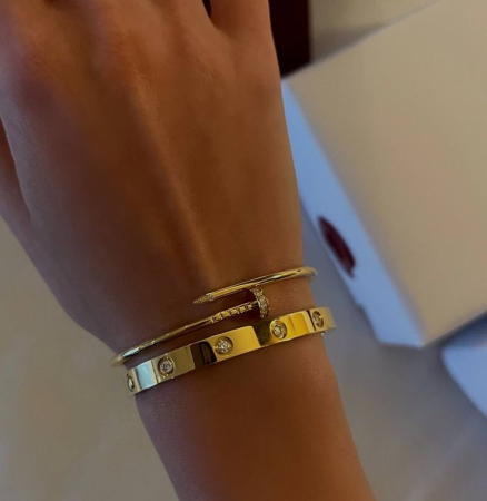 BRĂȚĂRI - Set 2 Brățări LOVE + Cui Gold Sparkle