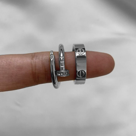 BIJUTERII - Set 2 Inele Argintii CUI + LOVE