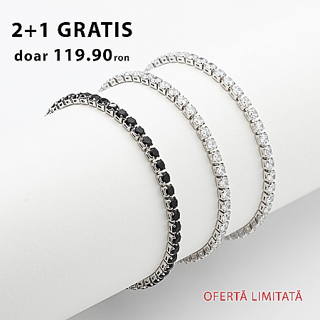 COLECȚIA TENNIS - Set 3 Brățări Tennis Placate Cu Aur Alb