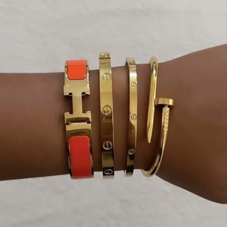 Colecția Bijuterii CUI - Set 4 Brățări Hermina Orange + LOVE + CUI