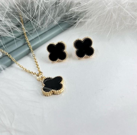 CERCEI - Set Bijuterii Floare Onyx