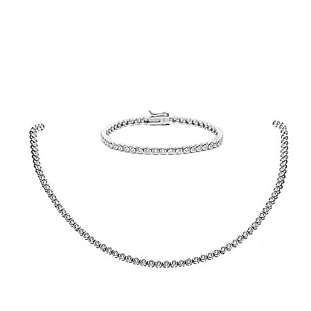 BRĂȚĂRI ARGINT - Set Bijuterii Tennis Din Argint Rodiat 925 Și Cristale Zirconia