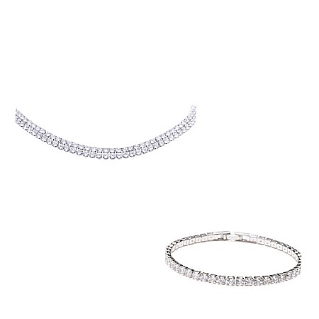 COLIERE TENNIS - Set Bijuterii Tennis Placat Cu Aur Alb De 14K