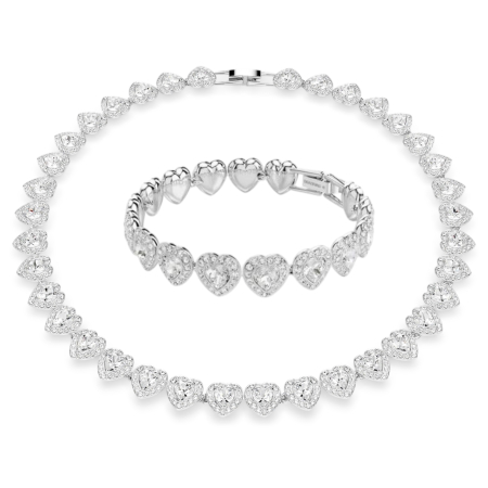 BRĂȚĂRI - Set Angelic Colier și Brățară Tennis Heart Silver