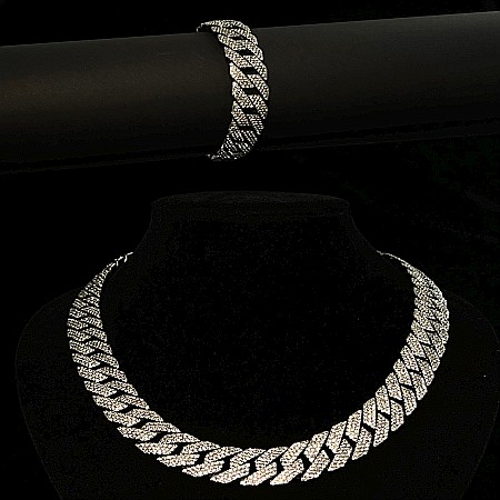 BIJUTERII BĂRBAȚI - Set Cuban Diamond Colier + Brățară