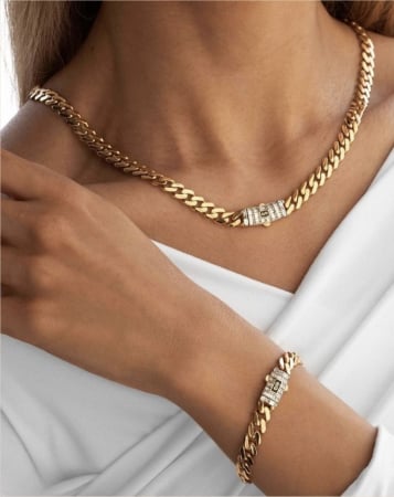 BRĂȚĂRI - Set Placat Cu Aur Galben În Stil Monaco Colier Și Brățară