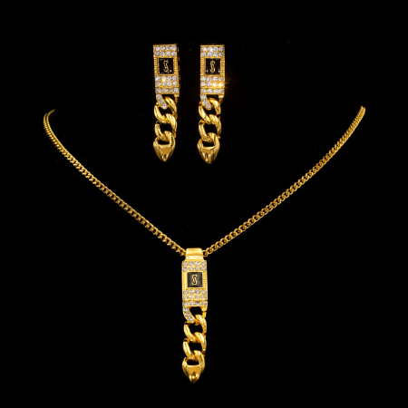 Set Placat Cu Aur Galben În Stil Monaco Colier și Cercei [1]