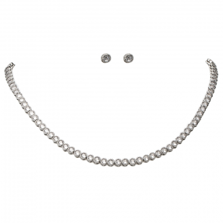 COLIERE TENNIS - Set Splendor, Colier + Cercei, Argintiu Cu Cristale Zirconia Ilaria