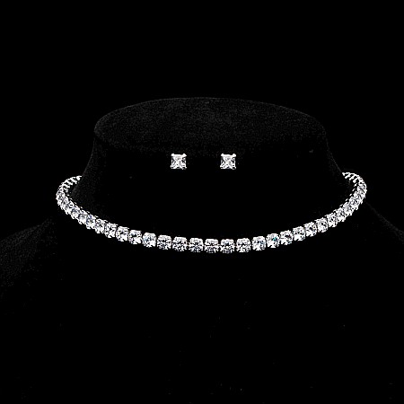 COLECȚIA TENNIS - Set Tennis Diamond Look Chocker+Cercei
