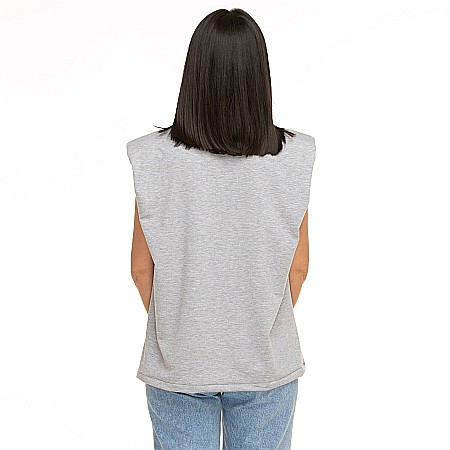 Tricou Gri Cu Umeri Supradimensionați [3]