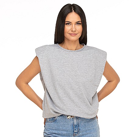 REDUCERI - Tricou Gri Cu Umeri Supradimensionați