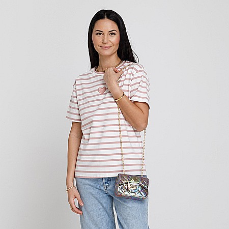 Tricou Love Cu Dungi Roz [2]