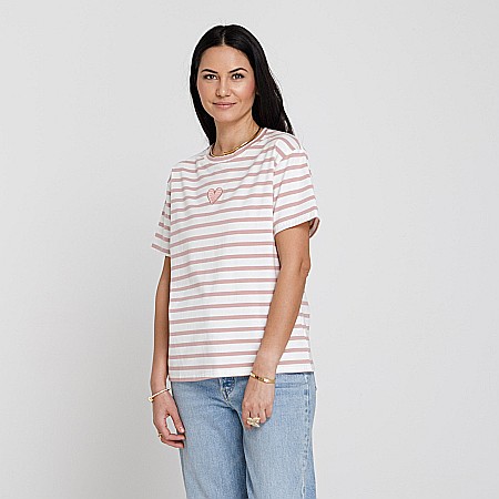 Tricou Love Cu Dungi Roz [1]