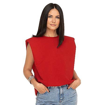 TOATE PRODUSELE - Tricou Roșu Cu Umeri Supradimensionați