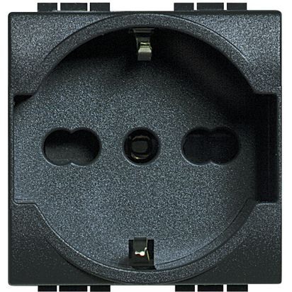 Priza schuko Living Light Bticino standard german/italian 10/16A 2M ,culoare antracit L4140/16 [2]