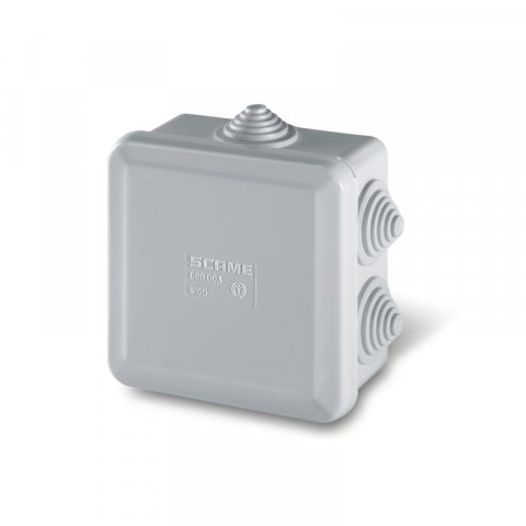 Accesorii instalatii electrice - DOZA DERIVATIE PT 650°C 80x80x40mm cu mansoane IP55 HF 680.003