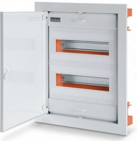 Tablouri si doze electrice - TABLOU FLAT Incastrat usa Alba cadru si usa metal IP40 443x368x90mm 24+4 MOD 677.2024.1