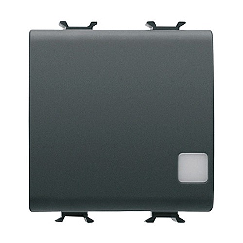 Buton cu revenire iluminabil 1P NO 16A 2 module CH/Negru Satin [1]