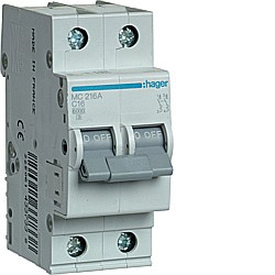 Disjunctor 2P, 16A, 6kA, C [1]