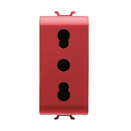 GW10213 Priza rosie cu Protectie Copii IT 250V 16A 2P+E bivalenta 1 modul CH/RED [1]
