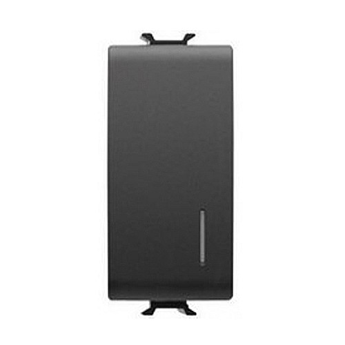 GW12092 Intrerupator cap cruce iluminabil 1P 16AX 1 modul CH/Negru Satin [1]
