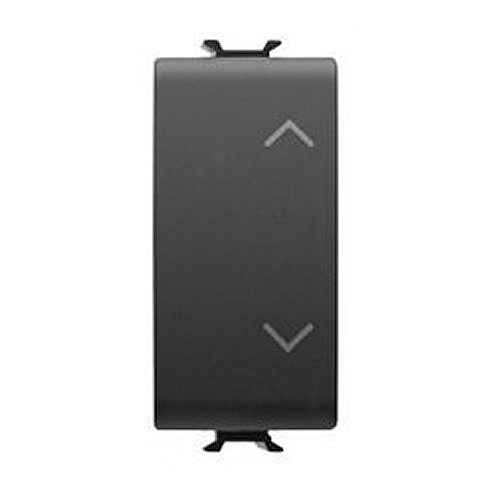GW12140 Buton cu revenire Up/Down 1P ND+ND 10A 1 modul CH/Negru Satin [1]