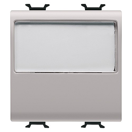 GW13191 Buton cu revenire si indicator luminos pentru nume NO 10A 2 module CH/Bej Satin [1]