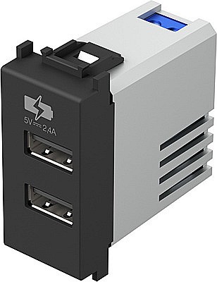 Incarcator USB5V 2,4A 1modul TEM, negru [2]