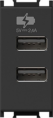Incarcator USB5V 2,4A 1modul TEM, negru [1]