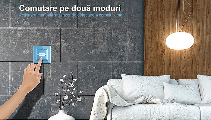 Intrerupator cu senzor de prezenta / miscare PIR gri [9]