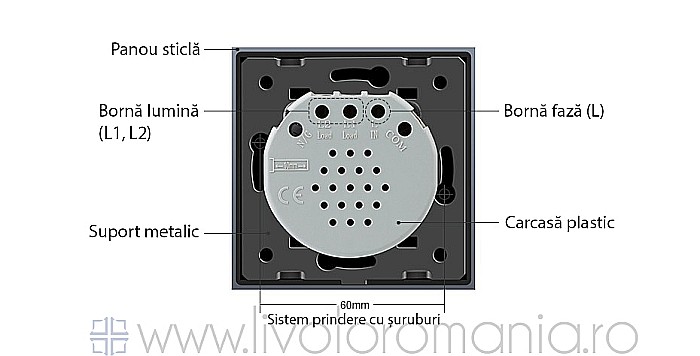 Întrerupător dublu wireless alb [16]