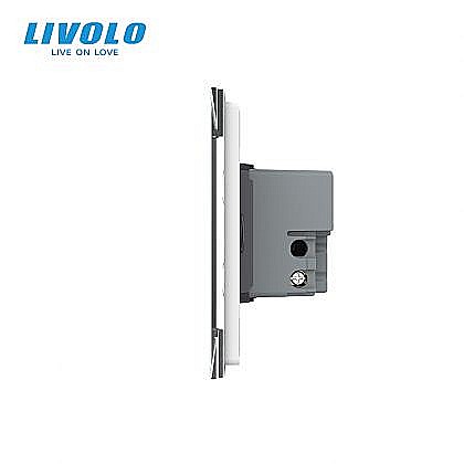 Intrerupator cvadruplu, standard italian, cap scara / cap cruce, cu panou sticla, 3M alb [2]
