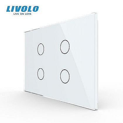 Intrerupator cvadruplu, standard italian, cu panou sticla, 3M alb [1]