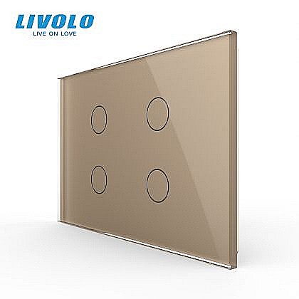 Intrerupator cvadruplu, standard italian, cu panou sticla, 3M auriu [1]