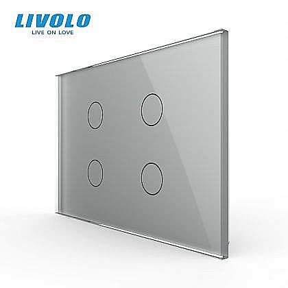 Intrerupator cvadruplu, standard italian, cu panou sticla, 3M gri [1]