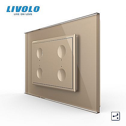 Intrerupator cvadruplu tactil, cap scara / cap cruce, standard italian, cu rama sticla, 3M auriu [1]