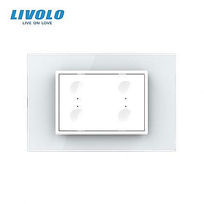 Intrerupator cvadruplu tactil, control telecomanda RF, cap scara / cap cruce, standard italian, cu rama sticla, 3M alb [2]