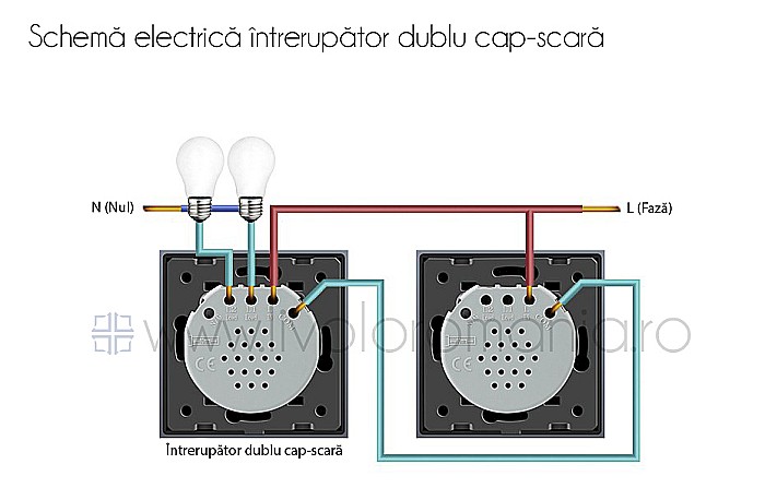 Întrerupător dublu cap scară/ cruce, wireless gri [16]