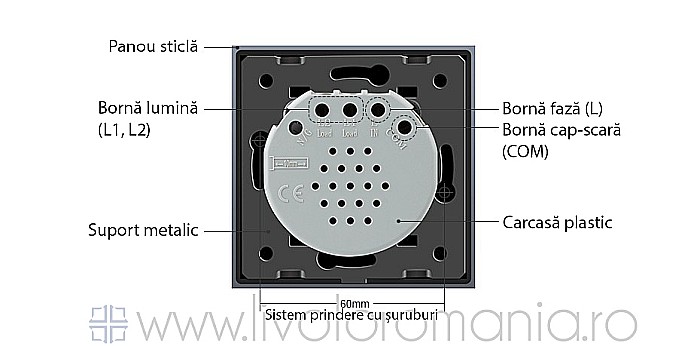 Întrerupător dublu cap scară/ cruce, wireless gri [15]