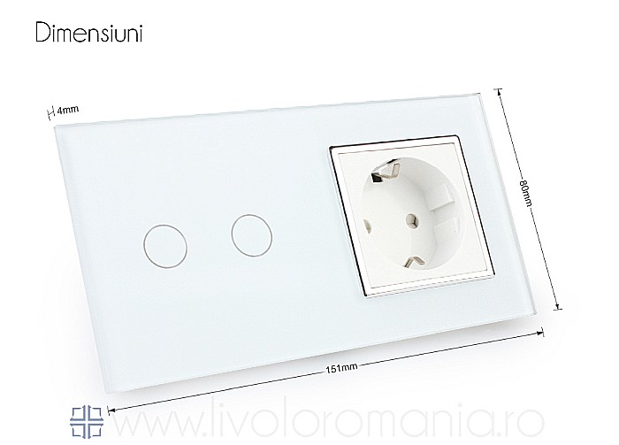 Întrerupător dublu + priză simplă negru [7]