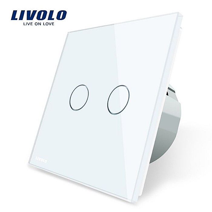 Intrerupator dublu reset, buton revenire alb [1]